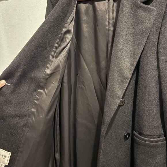 Vintage Black Pea Coat Women Large Wool Blend Andover Fabric USA 70s Loring - Picture 6 of 12